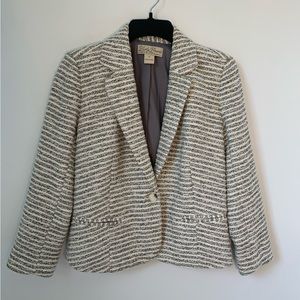 Lucky Brand Striped Silver Sparkle Tweed Blazer